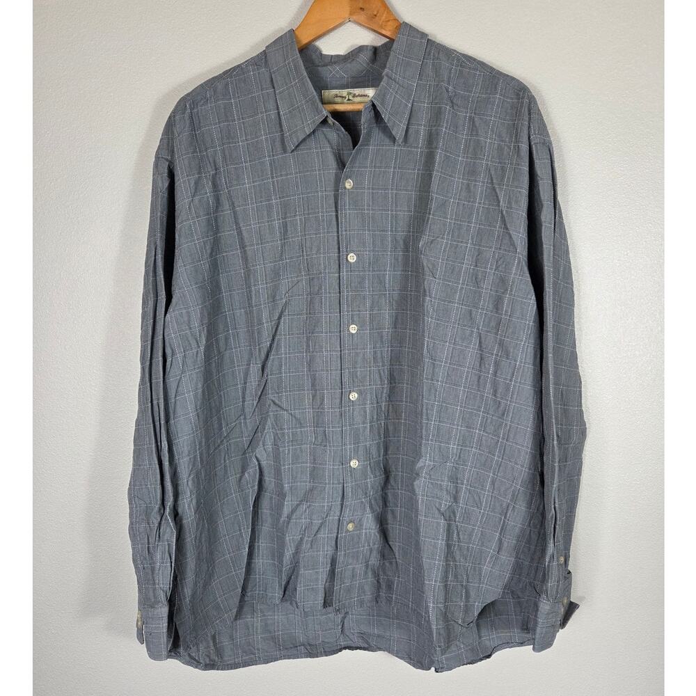 Tommy Bahama Men's Silk Blend Long Sleeved Button Up Shirt XXL Gray Office
